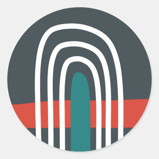 Sticker Rond Arc en arc-en-ciel, design boho abstrait (Devant)