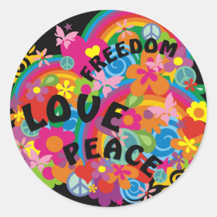 Sticker Rond Arc en arc-en-ciel noir