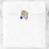 Sticker Rond Arc en arc-en-ciel Peinture Zebra Graphique (Sac)