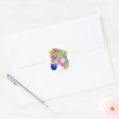 Sticker Rond Arc en arc-en-ciel Peinture Zebra Graphique (Enveloppe)