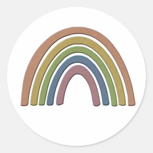 Sticker Rond Arc-en-ciel avec Faux Rustic Paper Texture (Devant)