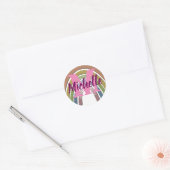 Sticker Rond Arc-en-ciel avec Faux Rustic Paper Texture Nom Per (Enveloppe)