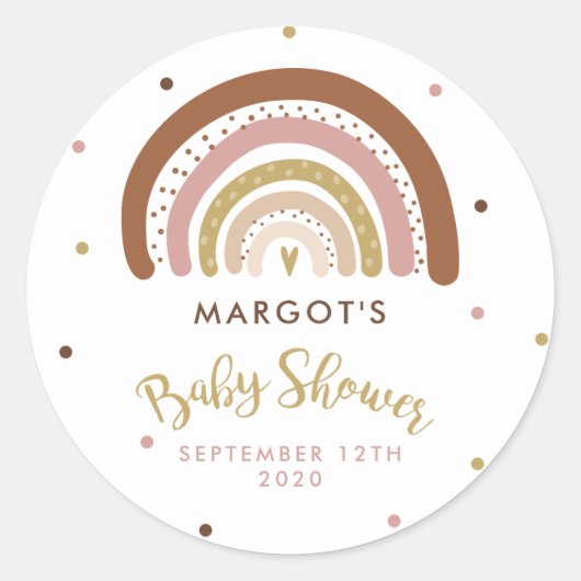 Sticker Rond Arc-en-ciel Baby shower Muet Pastel Arc-en-ciel (Devant)