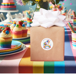 Sticker Rond Arc-en-ciel coloré à thème Unicorne