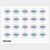 Sticker Rond Arc en ciel coloré sautiner Monogramme rétro (Feuille)