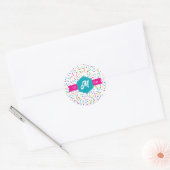 Sticker Rond Arc en ciel coloré sautiner Monogramme rétro (Enveloppe)