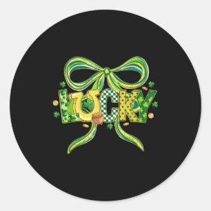 Sticker Rond Arc-en-ciel Coquette Bow Mignon Rétro Saint-Patric