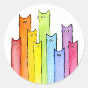Sticker Rond Arc-en-ciel d'autocollant de chats