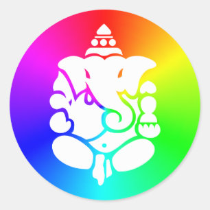 Sticker Rond Arc en ciel de Ganesha