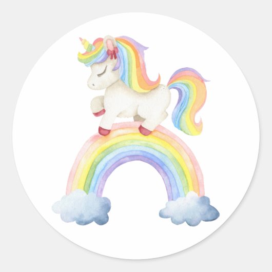 Sticker Rond Arc-en-ciel de Unicorne (Devant)