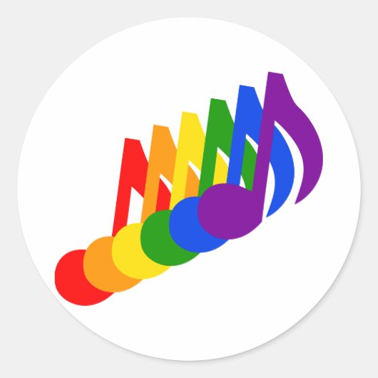Sticker Rond Arc-en-ciel des notes musicales (Devant)