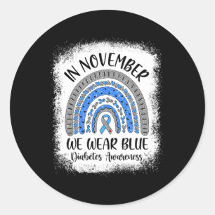 Sticker Rond Arc-en-ciel En Novembre Nous Portons Blue Diabetes