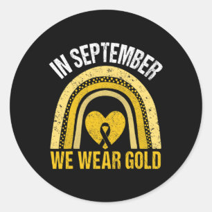 Sticker Rond Arc-en-ciel En Septembre Nous Portons Or Cancer En