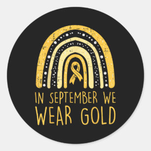 Sticker Rond Arc-en-ciel En Septembre Nous Portons Or Cancer En