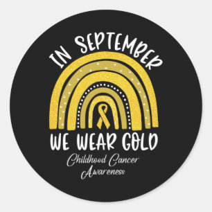 Sticker Rond Arc-en-ciel En Septembre Nous Portons Or Cancer En