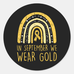 Sticker Rond Arc-en-ciel En Septembre Nous Portons Or Cancer En