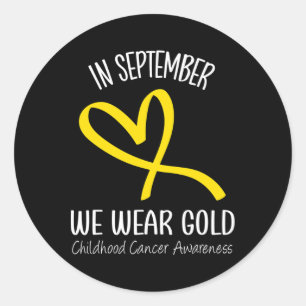 Sticker Rond Arc-en-ciel En Septembre Nous Portons Or Cancer En