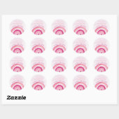 Sticker Rond Arc-en-ciel et aquarelle Merci rose (Feuille)