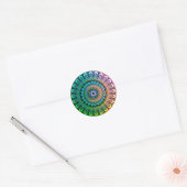 Sticker Rond Arc-en-ciel et coeurs amusants Mandala (Enveloppe)