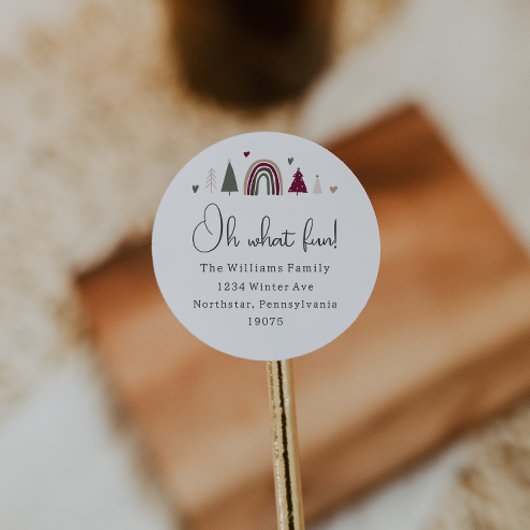 Sticker Rond Arc-en-ciel et Coeurs Oh What Fun Enveloppe Seals