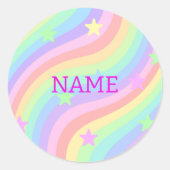 Sticker Rond Arc en ciel et étoiles (Devant)