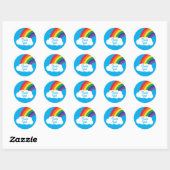 Sticker Rond Arc-en-ciel et nuages mignons 1er anniversaire (Feuille)