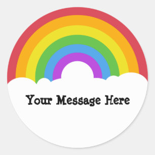 Sticker Rond Arc-en-ciel et nuages personnalisés