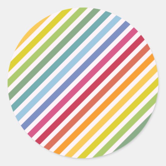 Sticker Rond Arc en ciel et rayures blanches (Devant)