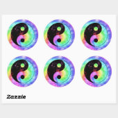 Sticker Rond Arc-en-ciel fané Yin Yang (Feuille)