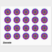 Sticker Rond Arc-en-ciel fleuri (Feuille)