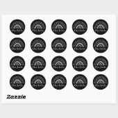 Sticker Rond Arc-en-ciel floral Boho avec nom personnalisé (Feuille)