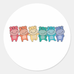 Sticker Rond Arc-en-ciel Gay pride Lgbtq Hippo Cute Hippo Clas