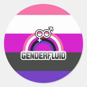 STICKER ROND ARC-EN-CIEL GENDERFLUID