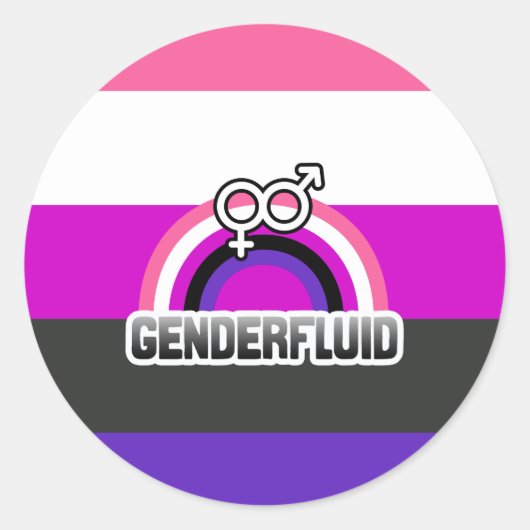 STICKER ROND ARC-EN-CIEL GENDERFLUID (Devant)