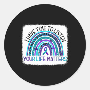 Sticker Rond Arc En Ciel J'Ai Le Temps D'Écouter Prévention Sui