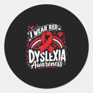 Sticker Rond Arc-en-ciel je porte du rouge pour la sensibilisat