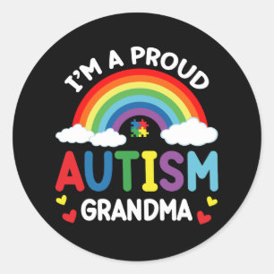 Sticker Rond Arc-en-ciel Je suis un fier Autisme Grand-mère Aut