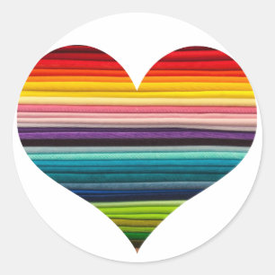 Sticker Rond Arc-en-ciel lumineux de conception de coeur de