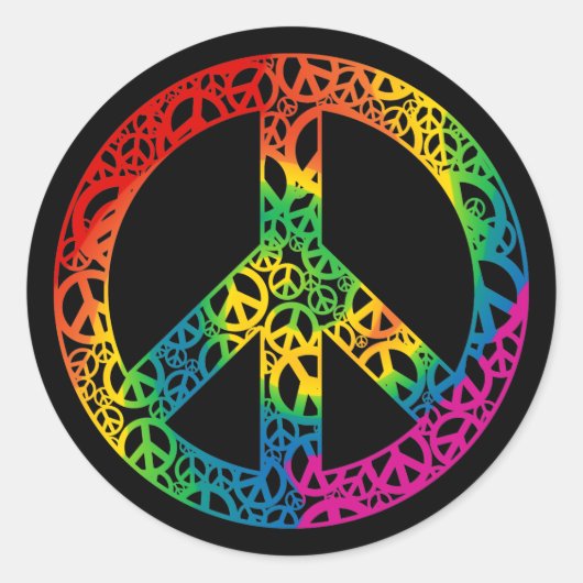 Sticker Rond Arc-en-ciel morceaux de paix (Devant)