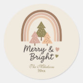 Sticker Rond Arc-en-ciel neutre rétro Merry & Bright (Devant)