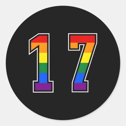 Sticker Rond Arc-en-ciel numéro 17 Équipe junior numérotée Unif (Devant)