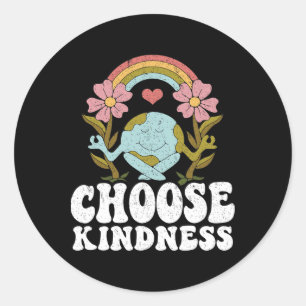 Sticker Rond Arc-en-ciel positif Hippie de paix Choisissez Kind