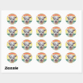 Sticker Rond Arc-en-ciel rétro bébé chèvre enfant (Feuille)