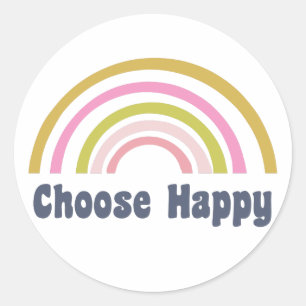 Sticker Rond Arc-en-ciel rose et vert avec éloquence
