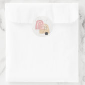 Sticker Rond Arc-en-ciel rose vif monogramme moderne (Sac)