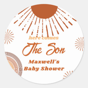 Sticker Rond Arc-En-Ciel Voici Le Baby shower Du Fils