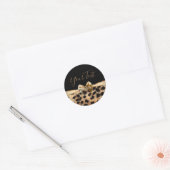 Sticker Rond Arc-en-cuir doré léopard guépard impression animal (Enveloppe)