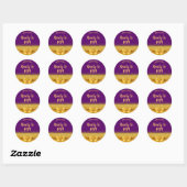 Sticker Rond Arc en or violet baby shower Prêt à apparaître (Feuille)