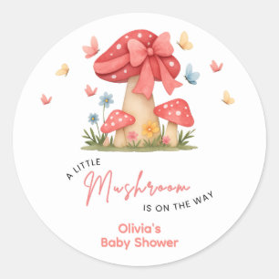 Sticker Rond Arc en rouge floral Un peu fêtes de bébé champigno