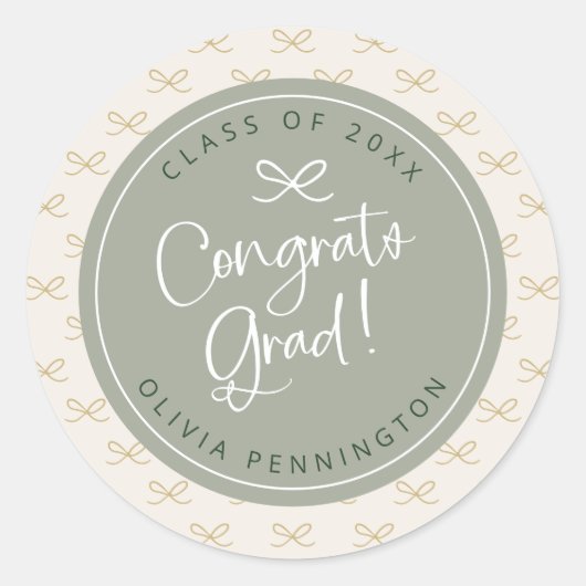 Sticker Rond Arc personnalisé vert sauge féminin  (Devant)